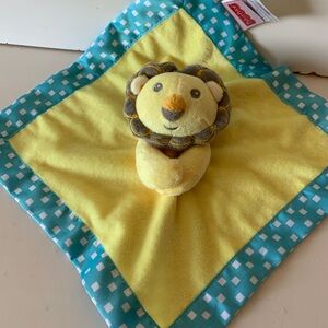 Fisher-Price Blue Yellow 11” x 11” Checkered Baby Lovey Security Blanket